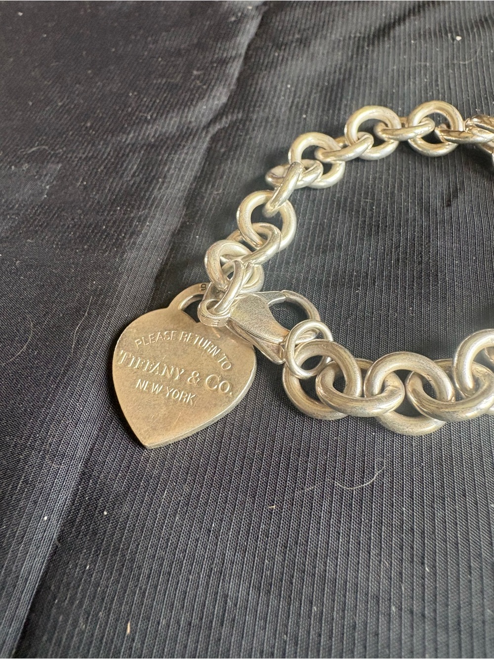 Tiffany & Co. Silver Heart Tag Charm Bracelet